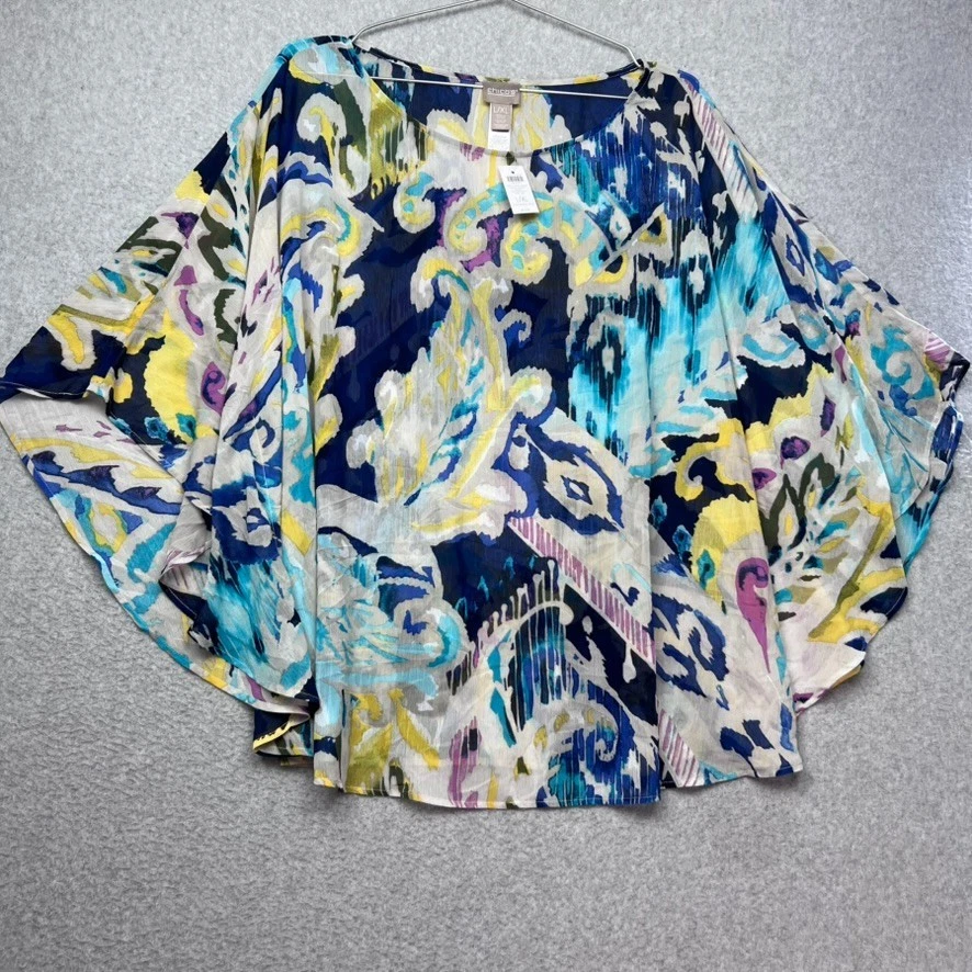 NWT Chicos Chianti Poncho Blouse Hand Painted Paisley Nocturne Sheer Artsy L/XL
Opens in a new windo