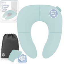 Folding Travel Potty Training Seat Easy-Remove Pull Tab Aqua