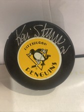 Kevin Stevens Signed Official (Old Logo)  Pittsburgh Penguin Puck JSA COA