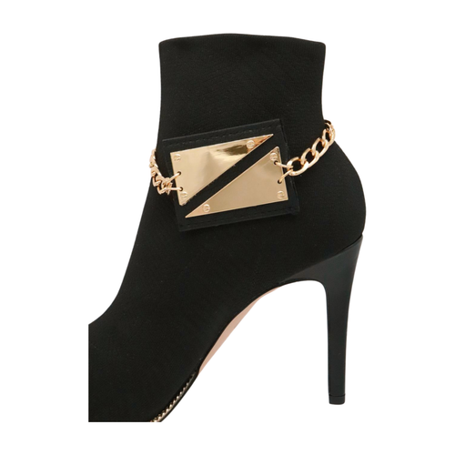 Women Gold Metal Chain Boot Bracelet Shoe Triangles Charm Urban Geometric Shape - Picture 17 of 24