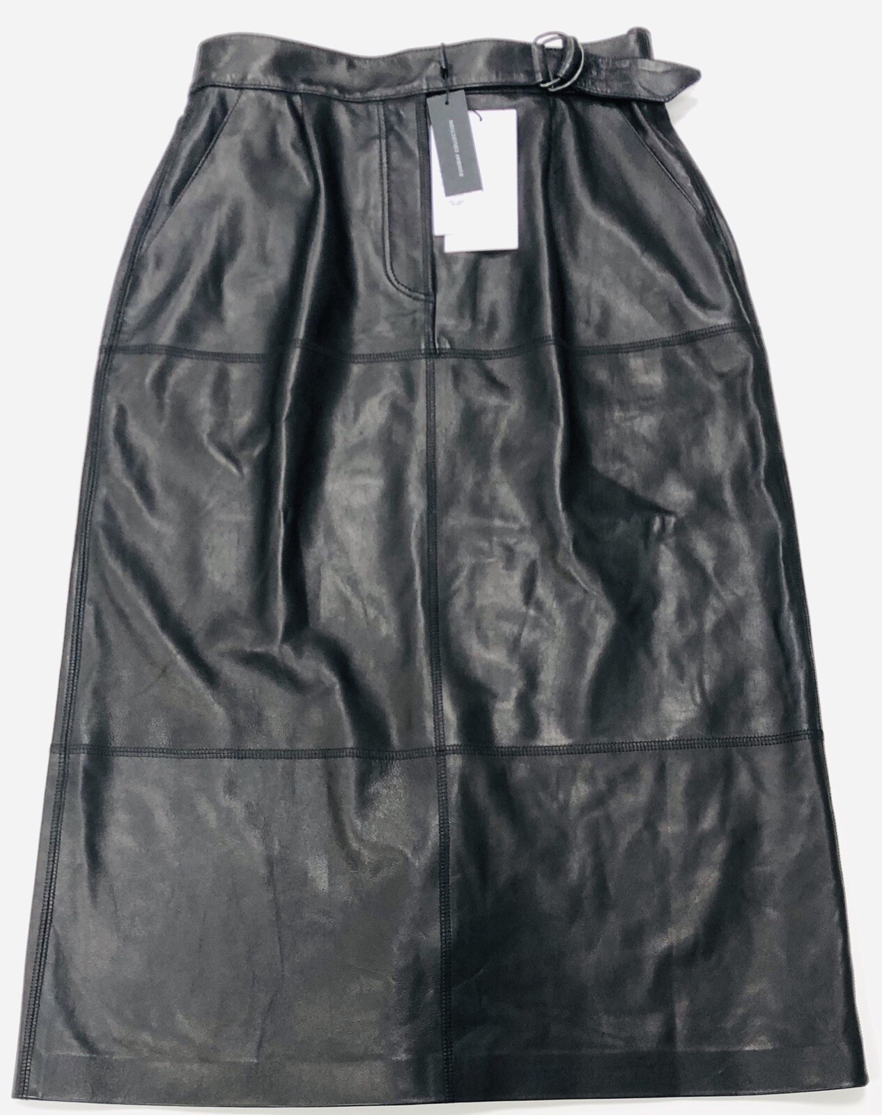 Lacoste Women's Fashion Show High Waisted Soft Leather Skirt In Black Size 40/L image 7