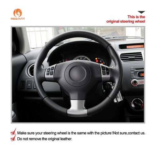 Black Artificial Leather Steering Wheel Cover for Suzuki Swift Sport Splash - Bild 2 von 10