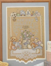 COUNTRY AND LACE--ABC's--Sampler--Teddy--Rabbit-Cat-Counted Cross Stitch Pattern