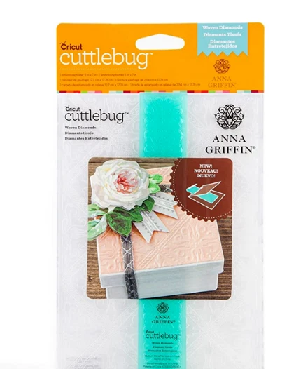Cricut Cuttlebug Anna Griffin WOVEN DIAMONDS 5" X 7" with border New - Image 1 of 1