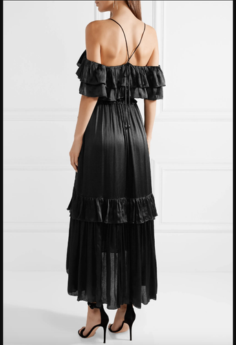 RRP $1000+ NWT ULLA JOHNSON Louisa Off The Shoulder Silk Gown Black Dress XS S - Picture 5 of 12
