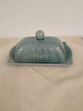 Signature Housewares Ceramic Sapphire Teal Blue Butter Dish - Double Stick 