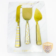 3 Pcs Paper Source 10005687 Kitchen Cheese Knife Set, Gold Color