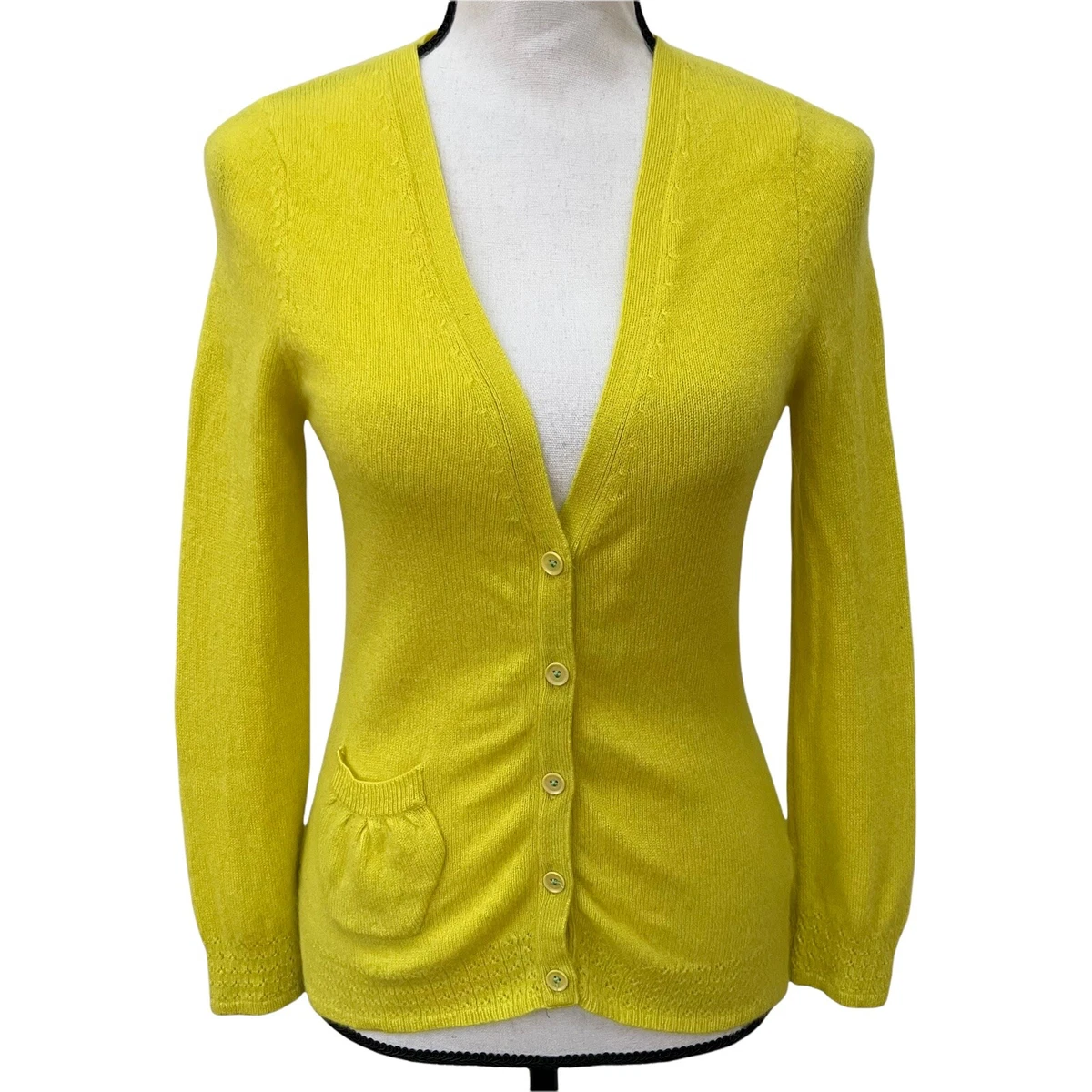 Anthropologie Charlie u0026 Robing Eunice neon green/yellow cashmere cardigan  sz S tourism.sg.gov.lk