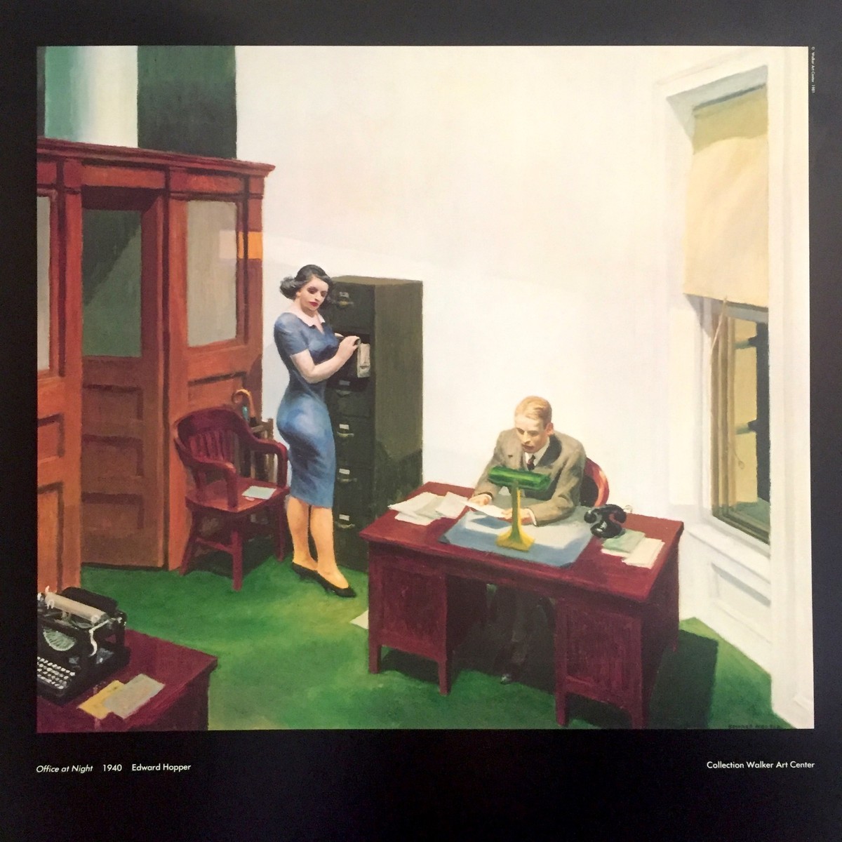 エドワード・ホッパー 美品　アートポスター(office at night) Edward Hopper Office at Night 1940 Walker Art Center Quality