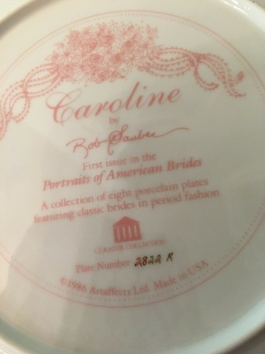 Placa Coleccionista Rob Sauber "Caroline" American Bride Edición Limitada # 2822R - Imagen 10 de 11