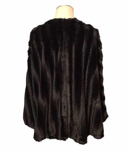 Slinky Brand Faux Fur Cloak Cape Black Mink Oversized Women’s Sz XS - Picture 3 of 8