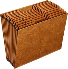 Monthly Accordion File Organizer - Heavy Duty- Expanding File Folder 12 Month