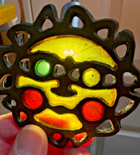VTG Cast Iron Suncatcher Sun Design 3" Round 1970's