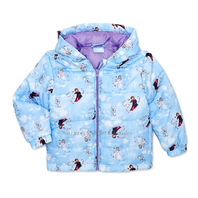 Frozen Puffer Jacket Disney Coat Girls Size 2T, 3T Toddler 2, 3 Hoodie Elsa Anna