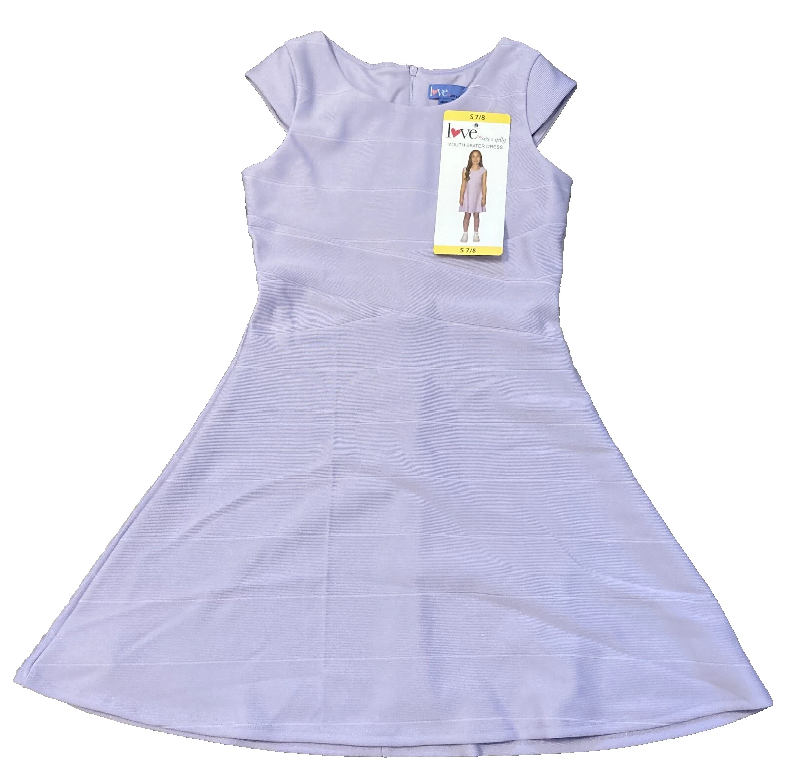 LOVE Ava & Yelly Preppy Purple A-line Skater Dress NWT Youth Girls S 7/8 Lined