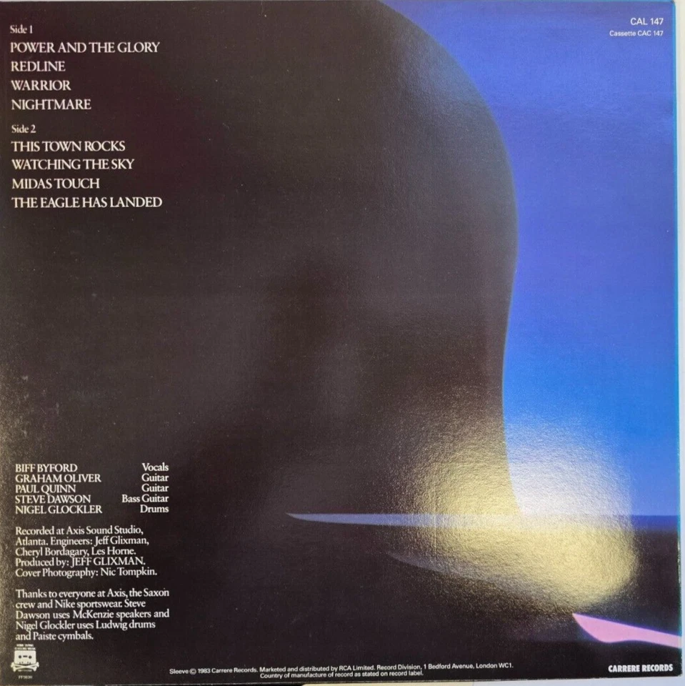Saxon Power & The Glory LP Album vinyl record 1983 metal on Carrere Foto 4 de 4