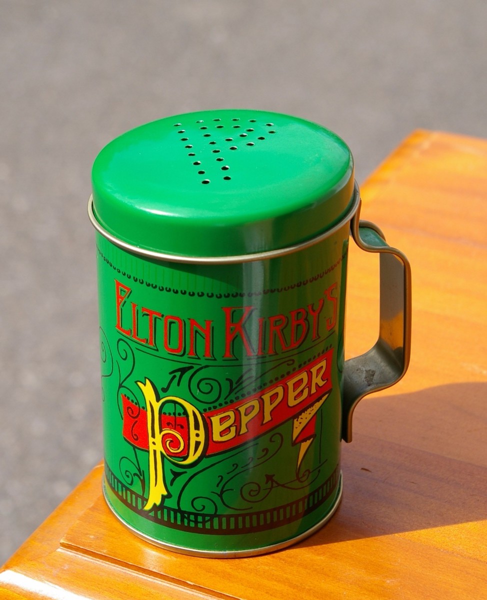 Elton Kirby's Green Metal Pepper Shaker 4