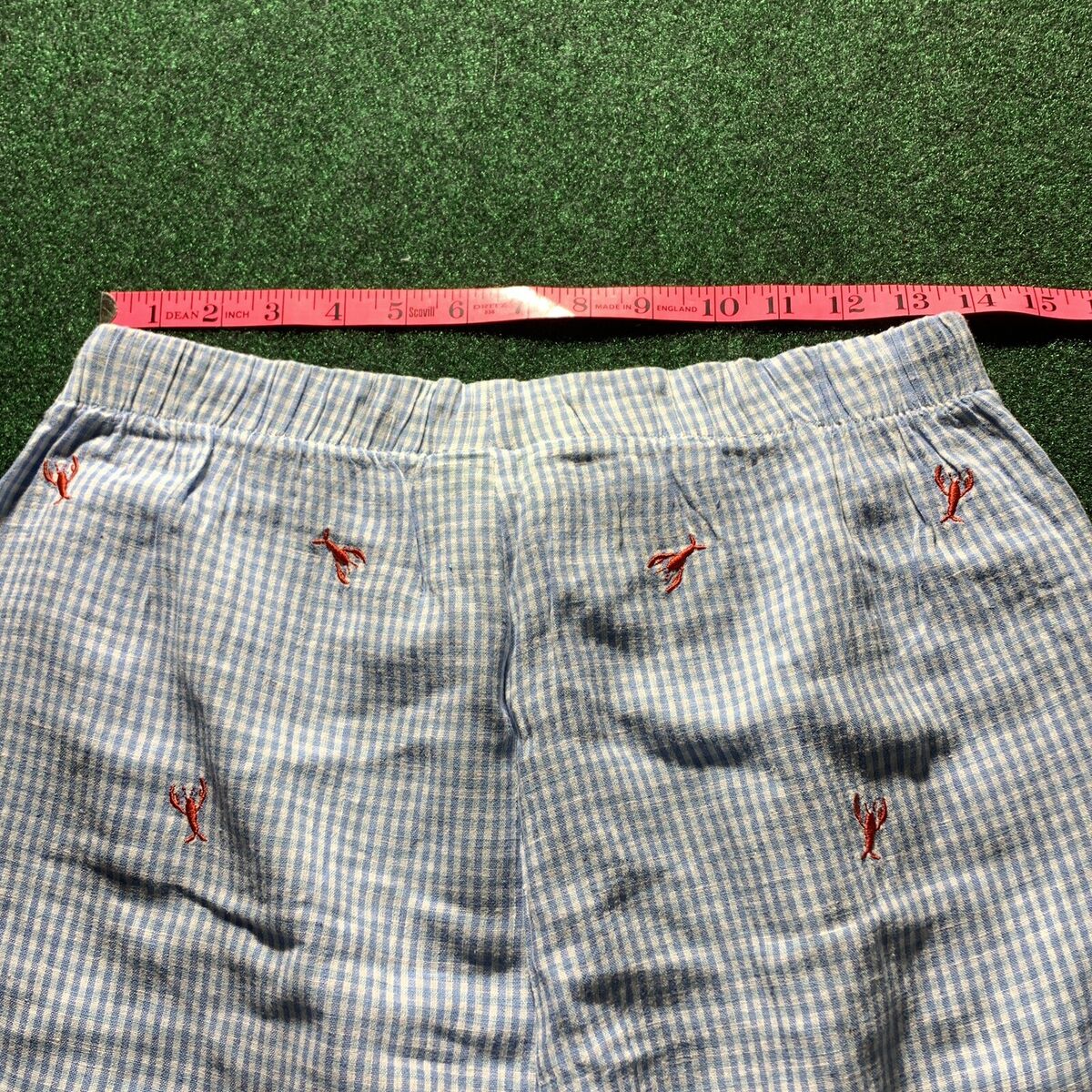 Quacker Factory Pants Women SM Capri Blue Check Lobster Quacker Factory Pants Women SM Capri Blue Check Lobster