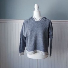 Old Navy Women's Small Cropped Heather Gray Sweatshirt Hoodie Short Lightweight
