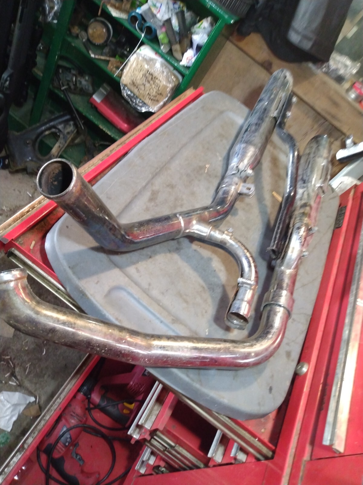 20002004 OEM Harley Screamin Eagle Dual Chrome Exhaust Pipes 8025899A