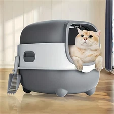 Anti-Splashing Hooded Cat Litter Box Enclosed Plastic Cat Litter Box Pan Box