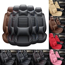 5 Seats Car Seat Covers Full Set PU Leather Front Rear Back Padded Mat Universal