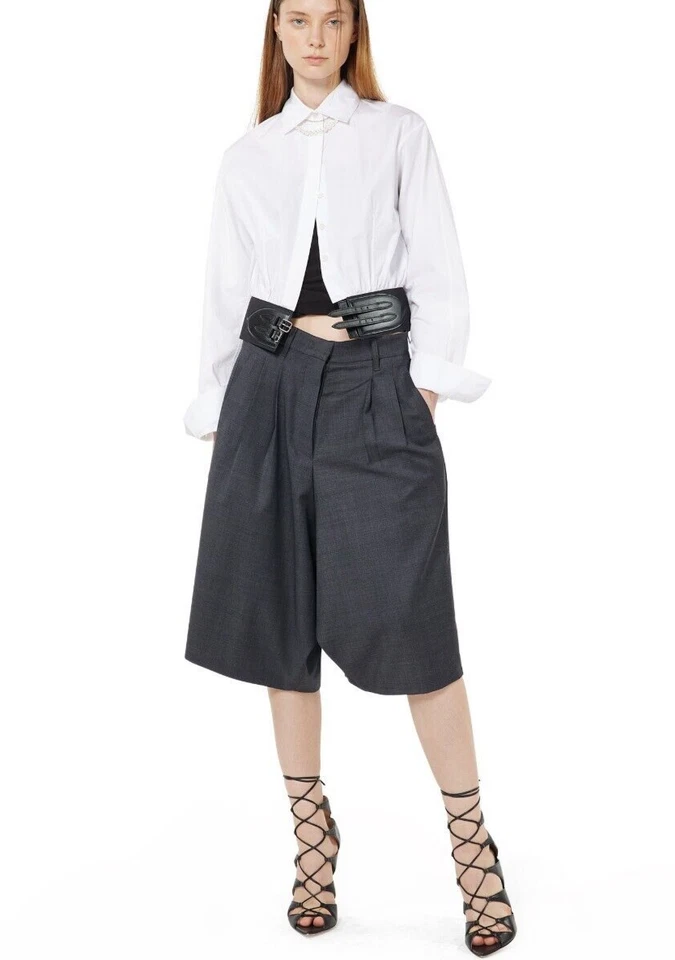 NUMBER PROJECT Wool Wide Bermuda Shorts (Black) Size Medium