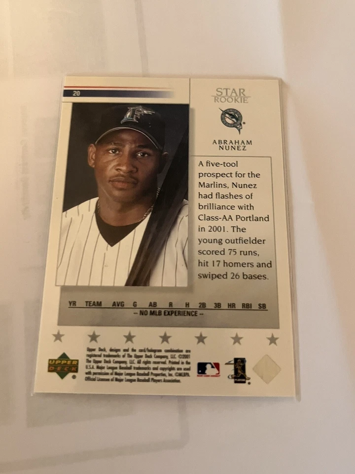 2002 Upper Deck Abraham Nunez Florida Marlins #20 - Image 4 of 4