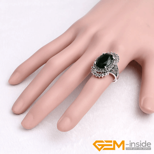 Natural Oval Gemstone Marquis Marcasite Beads Silver Jewelry Ring Size #6#8 Gift - Picture 52 of 55