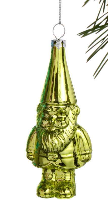Bright Glass Gnome Christmas Ornament in Lime Green by World Market 5"