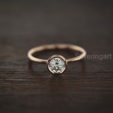 CUBIC ZIRCON BIRTHSTONE CZ DIAMOND 925 STERLING SILVER WOMEN TINY SOLITAIRE RING