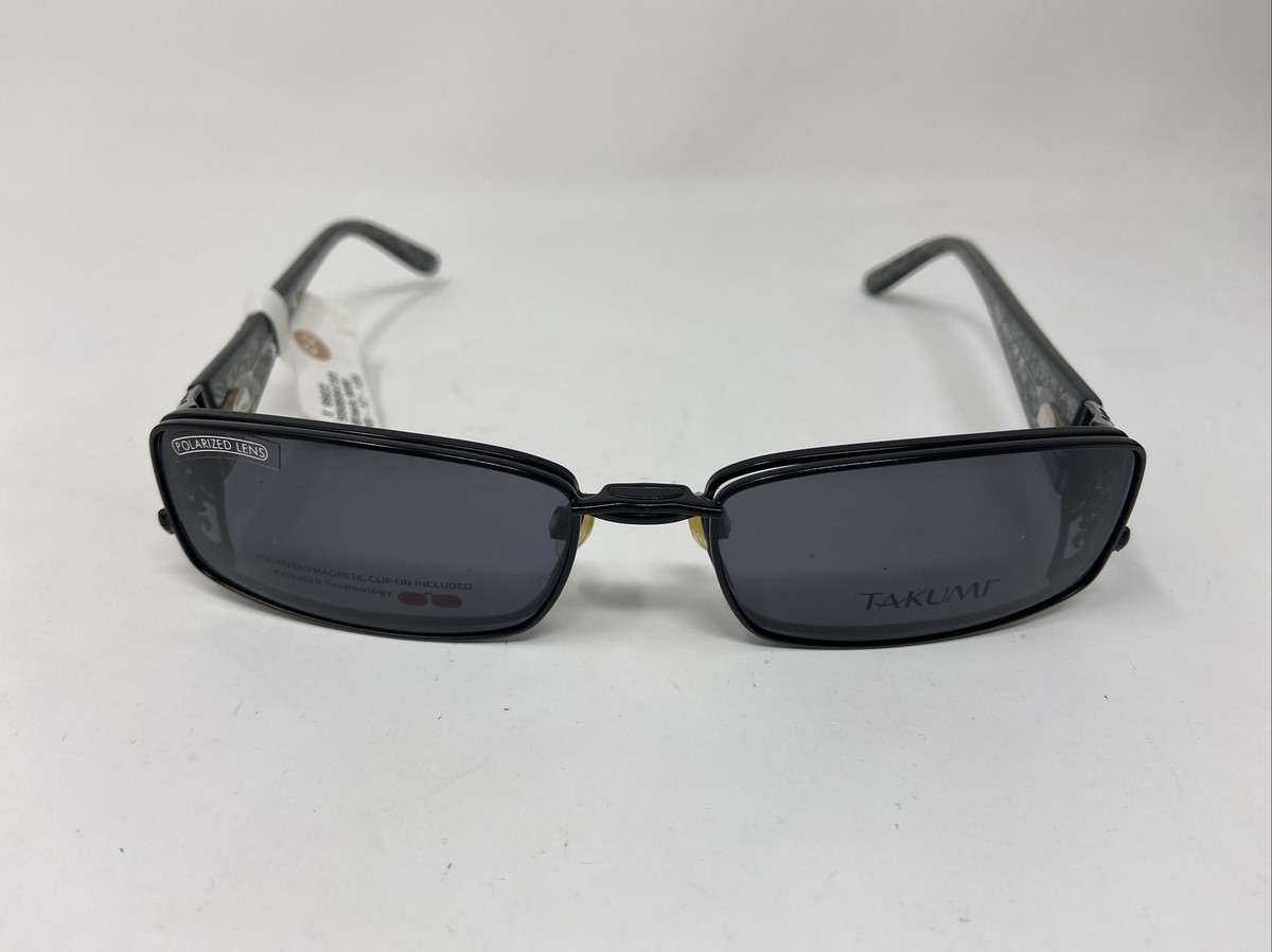TAKUKI EYEWEAR T9922 55/17/135 90 BLACK W/ POLARIZED SUNCLIP