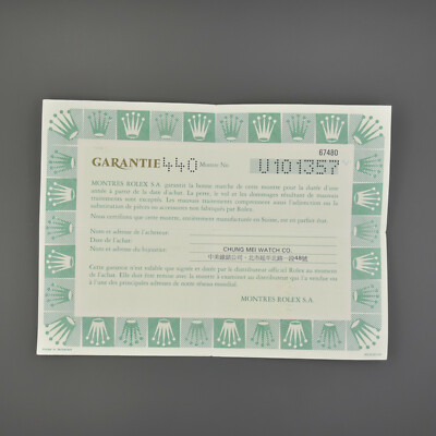 Rolex WARRANTY booklet Garantie Datejust Sub Papers vintage GERMANY 1998 67480