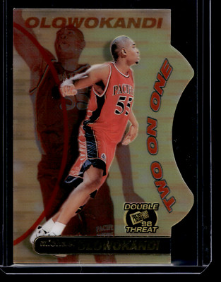 Michael Olowokandi Two On One Press Pass Double Threat 1998 Die Cut Card #TO4