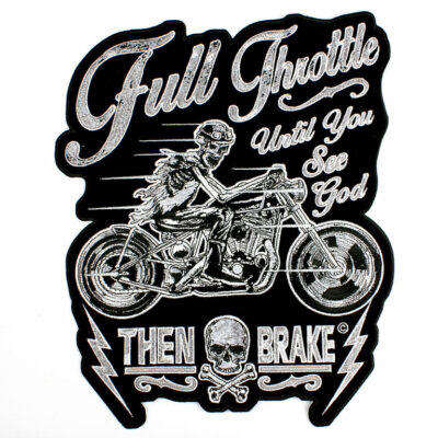 Biker Full Throttle Cafe Racer Skull Skelett Aufbügler Aufnäher Patch Backpatch