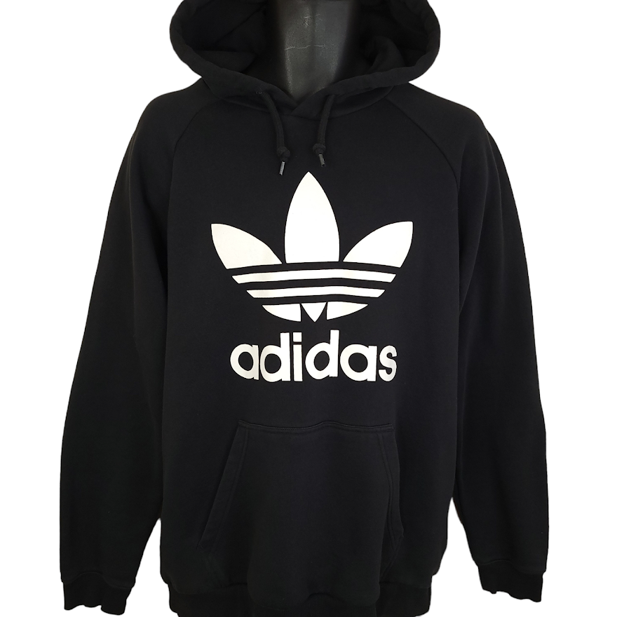 Adidas Originals Trefoil Sweatshirt Hoodie Mens Size Large Black Pullover  BR4852