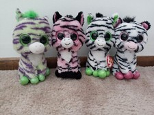 Ty Beanie Boos Lot of 4 Zebras 1 w/tag - Wild, Zig-Zag, Izzy, and Zoey