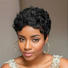 Curly Wigs for Black Women Human Hair Wigs Short Pixie Cut Wig