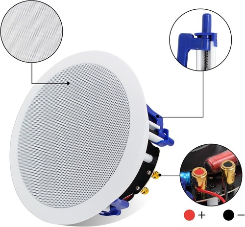 4-Speaker Herdio 5.25" Bluetooth Ceiling Speakers 600W + Wall Amplifier Receiver - Picture 4 of 12