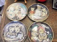4 LIMITED EDITION FRANKLIN MINT DISPLAY PLATES SUE WILLIS TEDDY BEARS & KITTENS