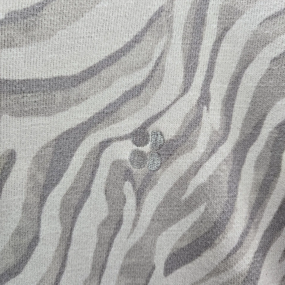 Женская толстовка с капюшоном Sweaty Betty L бежевый логотип вышивка зебра анималистический принт пуловер - Изображение 3 из 4