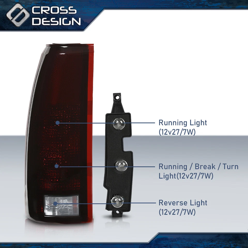 Apto para camioneta Chevy GMC C/K 1500 2500 3500 humo suburbano con bombillas luces traseras Foto 3 de 4