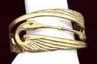 Vtg MIRIAM HASKELL Art Nouveau revival Brass gold CRANE Heron Bird cuff BRACELET