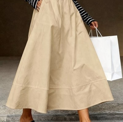 Banana Republic full-circle midaxi skirt, cotton, beige, 4 (S)