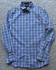 Men  s Banana Republic Blue Check Slim Fit Button Down Shirt Size S