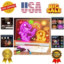 16-Inch Rechargeable Doodle Glow LED Note Board, 7-Color Light Modes, Neon Ar...