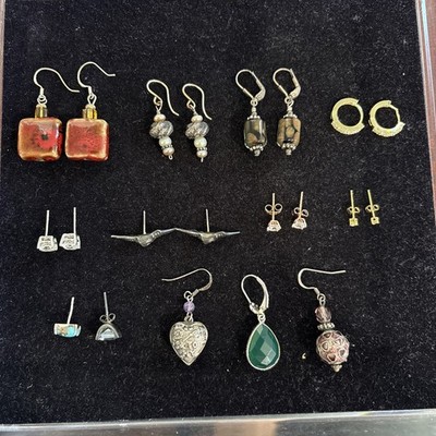 Assorted Sterling Silver Dangle & Stud Earrings Some Pairs Some Scrap