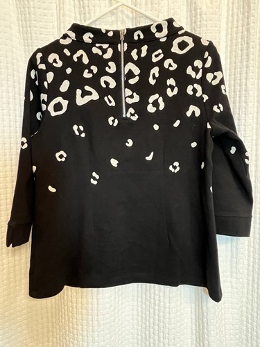 Maglione Talbots finto collo stampa animalier Sabrina nero maniche 3/4 cotone MP anni 60 - Foto 6 di 7
