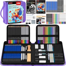 106-Piece Professional Drawing Set with Sketchbook and Art Supplies for All Ages