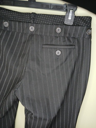 The Limited Size 6 Black Striped Work Dress Pants Slimming Button Accents - Picture 10 of 11
